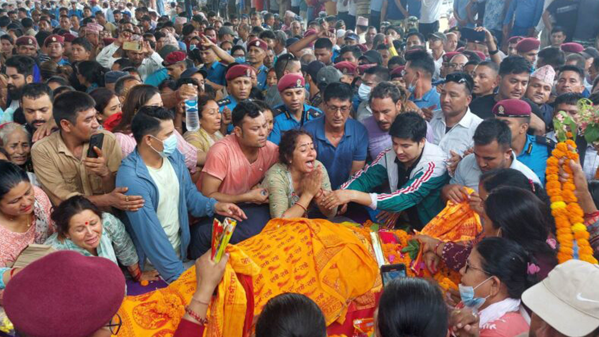 मन्त्री सिंहको पार्थिव शरीर धनगढी रंगशालामा